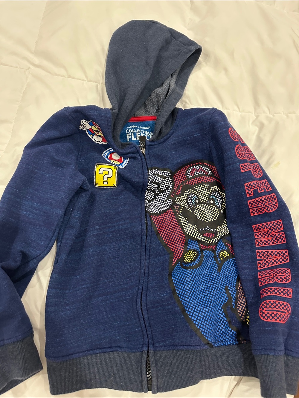 Nintendo Boys Navy & Gray Super Mario Zip Hoodie with Graphic